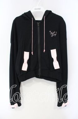 画像1: Angelic Pretty / ハートワッペンBunnyパーカー  クロ O-25-08-23-093-AP-TO-OW-OS