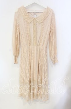 画像1: axes femme / 総レースワンピース M ピンクベージュ O-25-08-23-099-AX-OP-OW-OS
