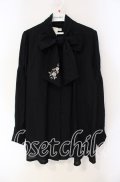 axes femme / 刺繍入りリボンロングブラウス M クロ O-25-08-23-103-AX-BL-OW-OS