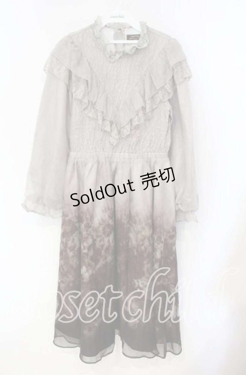 画像1: axes femme NOSTALGIE / ミスティローズ柄ワンピース F 公式展開色：ワイン O-25-08-23-104-AX-OP-OW-ZH (1)