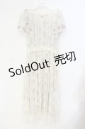 axes femme / 花ストライプ柄チュールワンピース M キナリ O-25-08-23-105-AX-OP-OW-ZT040