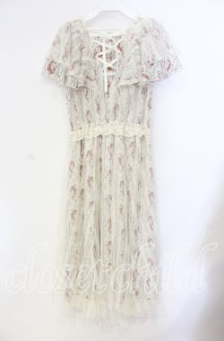 画像3: axes femme / 花ストライプ柄チュールワンピース M キナリ O-25-08-23-105-AX-OP-OW-OS
