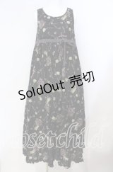 PINK HOUSE / スミレ柄ロングワンピース  クロ O-25-08-23-012-LO-OP-OW-OS