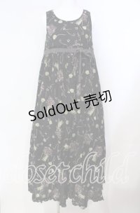 PINK HOUSE / スミレ柄ロングワンピース  クロ O-25-08-23-012-LO-OP-OW-OS