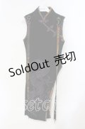 Qutie Frash / ちりめん切替龍プリントノースリーブトップス  ブラック O-25-08-23-020-QU-TO-OW-OS