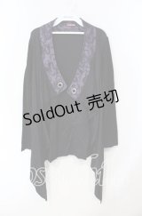 Qutie Frash / ドラゴンサテン切り替えカーディガン  ブラック×パープル O-25-08-23-021-QU-TO-OW-OS