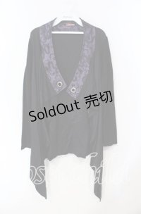 Qutie Frash / ドラゴンサテン切り替えカーディガン  ブラック×パープル O-25-08-23-021-QU-TO-OW-OS