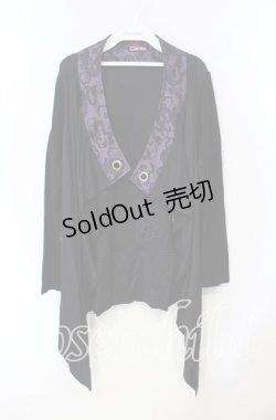 画像1: Qutie Frash / ドラゴンサテン切り替えカーディガン  ブラック×パープル O-25-08-23-021-QU-TO-OW-OS