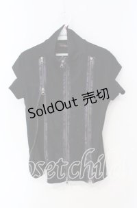 Qutie Frash / ZIPデザインショートスリーブトップス  ブラック×パープル O-25-08-23-022-QU-TO-OW-OS