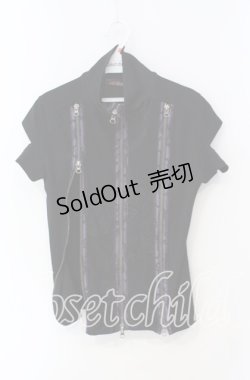 画像1: Qutie Frash / ZIPデザインショートスリーブトップス  ブラック×パープル O-25-08-23-022-QU-TO-OW-OS