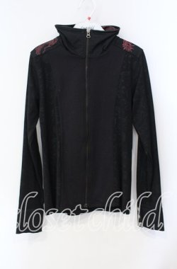 画像1: Qutie Frash / スタンドネックZIPカーディガン  ブラック×レッド O-25-08-23-025-QU-TO-OW-OS