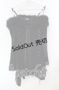 Qutie Frash / ファー付きオフショル着物カーデ  ブラック×パープル O-25-08-23-027-QU-JA-OW-OS