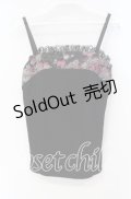 Qutie Frash / 和柄ちりめんキャミソール  ブラック×パープル O-25-08-23-028-QU-TO-OW-OS