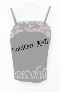 Qutie Frash / 和柄ちりめんキャミソール  ブラック×パープル O-25-08-23-028-QU-TO-OW-OS