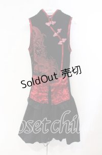 Qutie Frash / バルーンチャイナワンピース  ブラック×レッド O-25-08-23-031-QU-OP-OW-OS