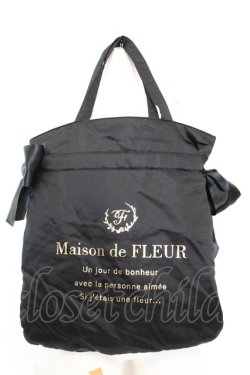 画像1: Maison de FLEUR / ダブルリボントートバッグ  クロ O-25-08-25-003-LO-BG-IG-OS