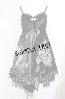 画像1: Qutie Frash / 和柄ベビードールワンピース  ブラック O-25-08-25-1001-QU-OP-IG-OS