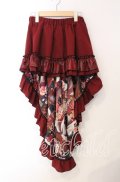 Qutie Frash / 裏地和柄後ろロングスカート  レッド O-25-08-25-1038-QU-SK-IG-OS