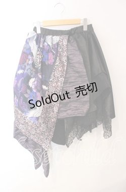 画像1: Qutie Frash / 和柄ランダムスカート  パープル×ブラック O-25-08-25-1039-QU-SK-IG-OS