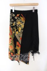 Qutie Frash / ちりめんラップスカート  ブラック×オレンジ O-25-08-25-1043-QU-SK-IG-ZT033