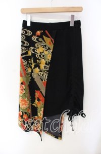 Qutie Frash / ちりめんラップスカート  ブラック×オレンジ O-25-08-25-1043-QU-SK-IG-ZT033