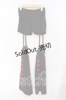 画像1: Qutie Frash / インナーレッグ付きパンツ  ブラック×レッド O-25-08-25-1046-QU-PA-IG-OS