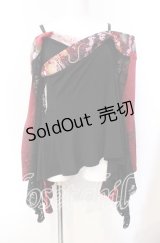 Qutie Frash / オフショル着物袖カットソー  レッド×ブラック O-25-08-25-1005-QU-TO-IG-OS