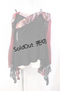 画像1: Qutie Frash / オフショル着物袖カットソー  レッド×ブラック O-25-08-25-1005-QU-TO-IG-OS