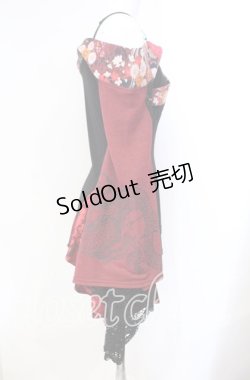画像2: Qutie Frash / オフショル着物袖カットソー  レッド×ブラック O-25-08-25-1005-QU-TO-IG-OS