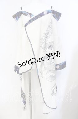 画像1: Qutie Frash / オフショルアシメチュニック  ホワイト×ブルー O-25-08-25-1006-QU-OP-IG-OS