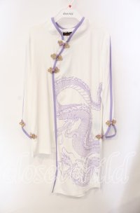 Qutie Frash / ３店舗限定チャイナカットソー  ホワイト×パープル O-25-08-25-1011-QU-TO-IG-OS