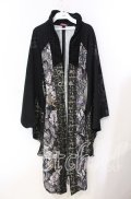 Qutie Frash / 着物ロングカーデ  ブラック O-25-08-25-1014-QU-OP-IG-OS