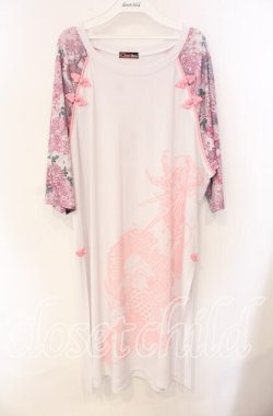 画像1: Qutie Frash / 2店舗限定チャイナロングTシャツ  ピンク O-25-08-25-1017-QU-TO-IG-OS
