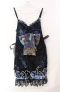 Qutie Frash / クモメッシュリボンブローチ付ベビードール  ブルー×ブラック O-25-08-25-1020-QU-OP-IG-OS