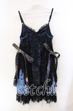 画像3: Qutie Frash / クモメッシュリボンブローチ付ベビードール  ブルー×ブラック O-25-08-25-1020-QU-OP-IG-OS