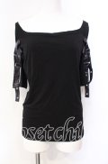 Qutie Frash / 2連ベルトTシャツ  ブラック×パープル O-25-08-25-1003-QU-TO-IG-OS
