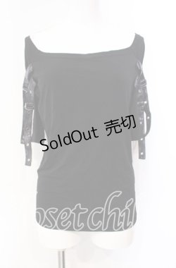 画像1: Qutie Frash / 2連ベルトTシャツ  ブラック×パープル O-25-08-25-1003-QU-TO-IG-OS