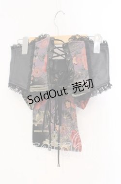画像2: Qutie Frash / ちりめんリボン帯コルセット  ブラック×オレンジ O-25-08-25-1027-QU-TO-IG-OS