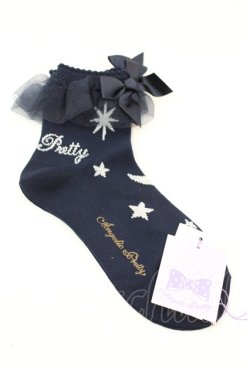 画像1: Angelic Pretty / Misty Skyクルー丈ソックス  ネイビー O-25-08-25-008-AP-ZA-IG-OS