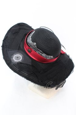 画像2: VII h.NAOTO / Red Ribbon Hat ハット  ブラック×レッド O-25-08-25-011-LO-ZA-IG-OS