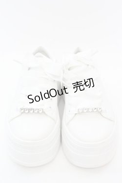 画像1: evelyn / ビジュラインスニーカー 約24cm シロ O-25-08-25-015-LO-SH-IG-OS