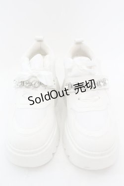 画像1: evelyn / 厚底ビジュースニーカー 約24cm シロ O-25-08-25-016-LO-SH-IG-OS