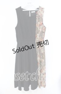 axes femme / パッチワークノースリワンピ M クロｘブラウン O-25-08-26-039-AX-OP-YM-OS