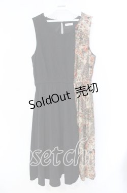 画像1: axes femme / パッチワークノースリワンピ M クロｘブラウン O-25-08-26-039-AX-OP-YM-OS