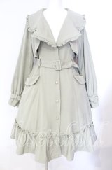 Amavel / Blumenblattフリルトレンチコート M グリーン O-25-08-26-004-CA-CO-YM-ZT270