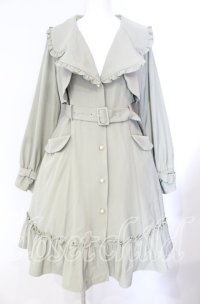 Amavel / Blumenblattフリルトレンチコート M グリーン O-25-08-26-004-CA-CO-YM-ZT270
