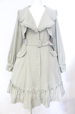 画像1: Amavel / Blumenblattフリルトレンチコート M グリーン O-25-08-26-004-CA-CO-YM-OS