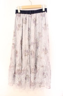 画像2: axes femme / sajouプリントレーススカート M サックス O-25-08-26-045-AX-SK-YM-OS