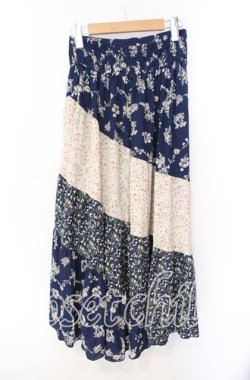 画像2: axes femme / フラワー柄エスカルゴスカート M アオ O-25-08-26-049-AX-SK-YM-OS