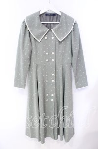 an another angelus / 配色パイピングドット柄ワンピースコート F グリーン O-25-08-26-005-CA-OP-YM-ZT510